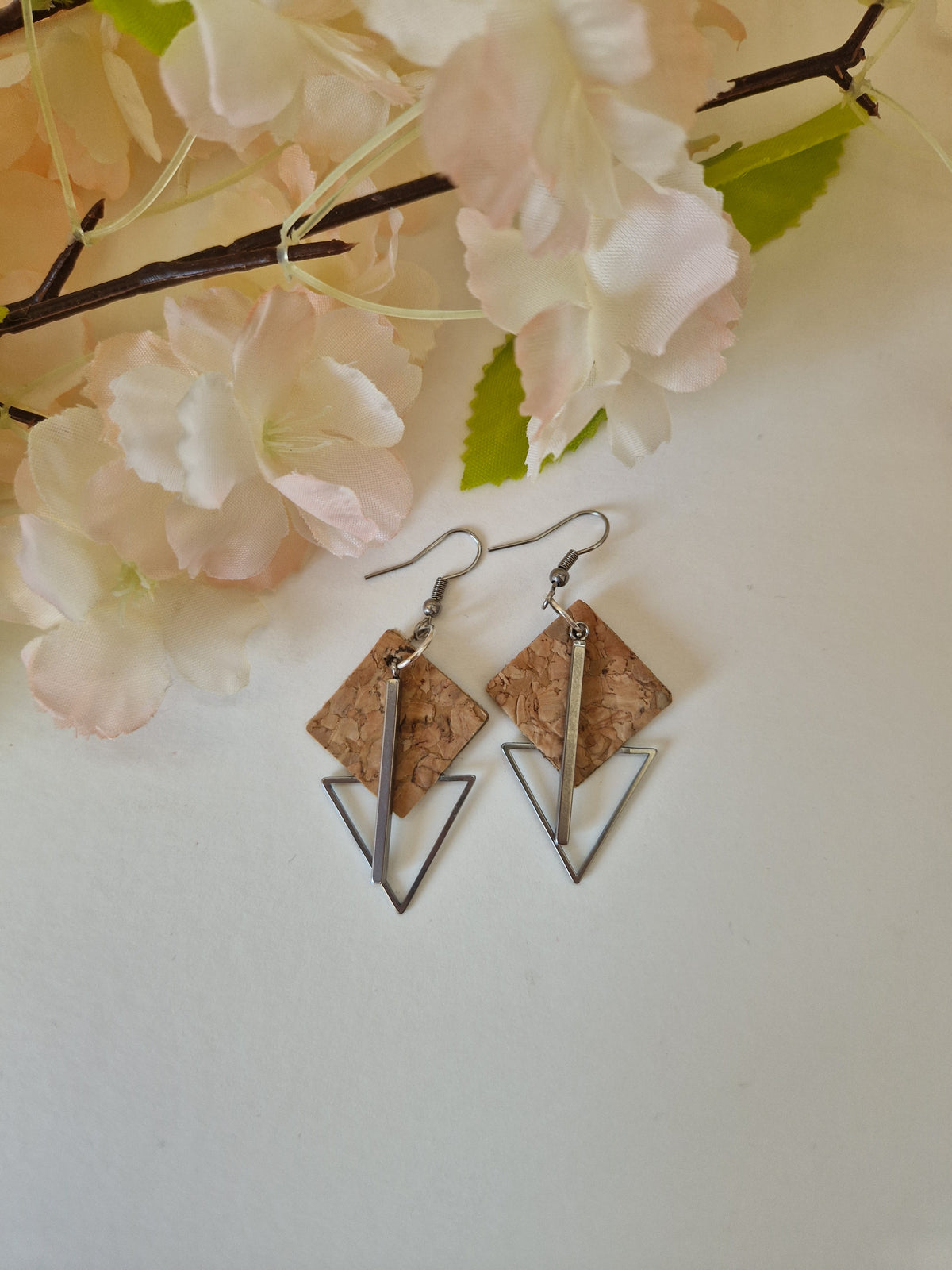 Boucles d'oreilles Mila en liège naturel | Acier inoxydable