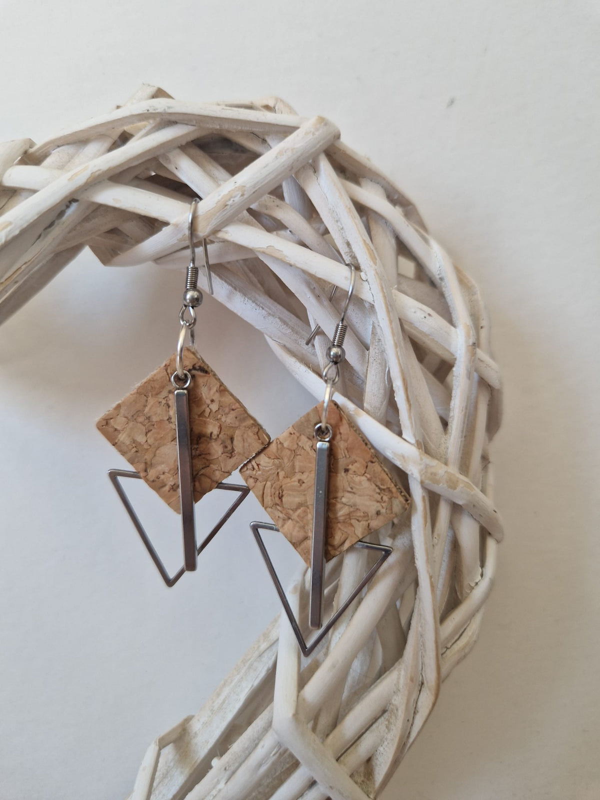 Boucles d'oreilles Mila en liège naturel | Acier inoxydable