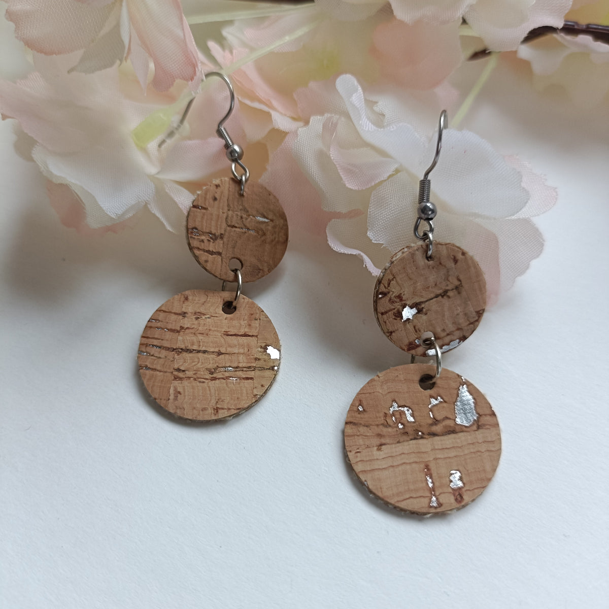 Boucles d'oreilles Juliette en liège naturel | Acier inoxydable