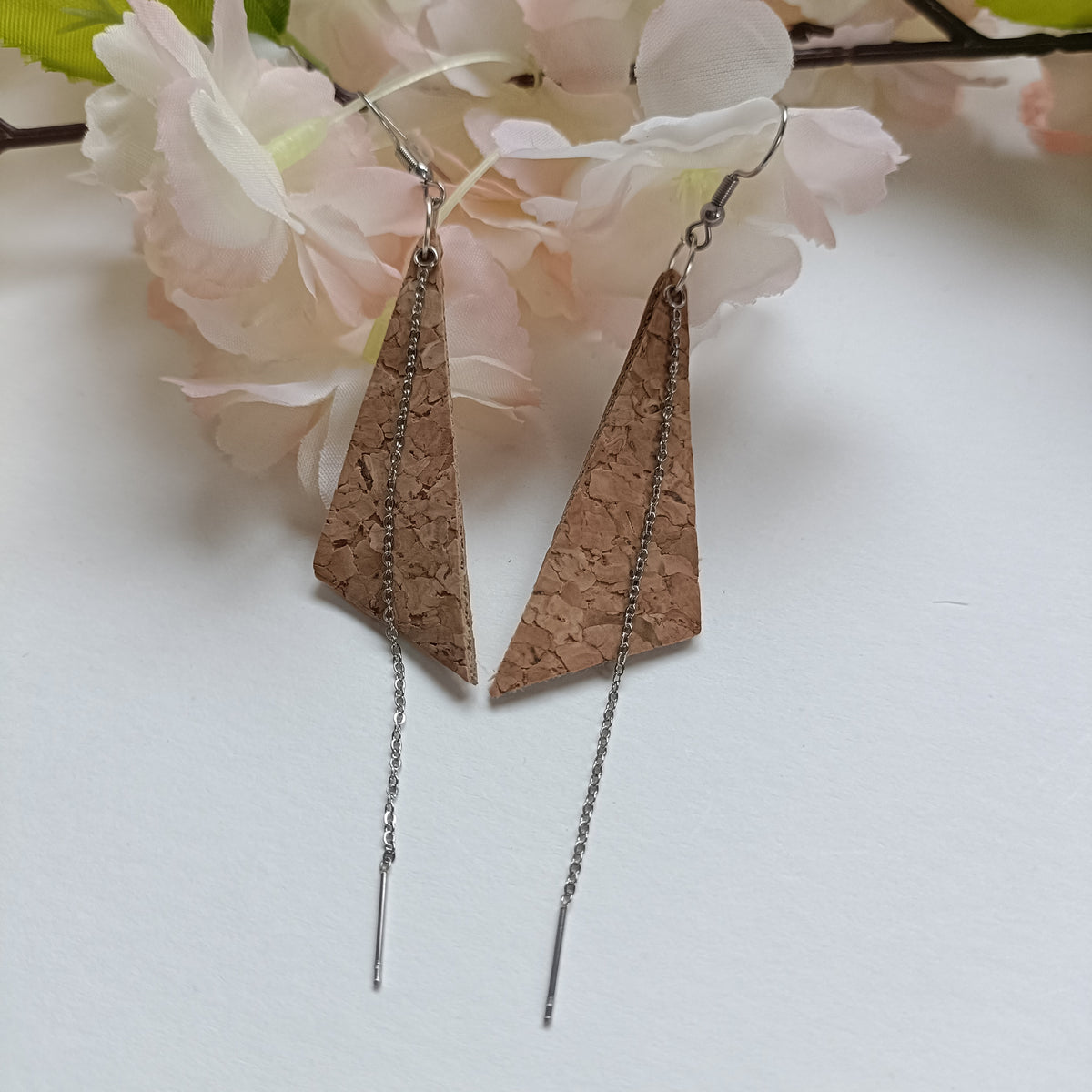 Boucles d’oreilles Clara en liège naturel | Acier inoxydable