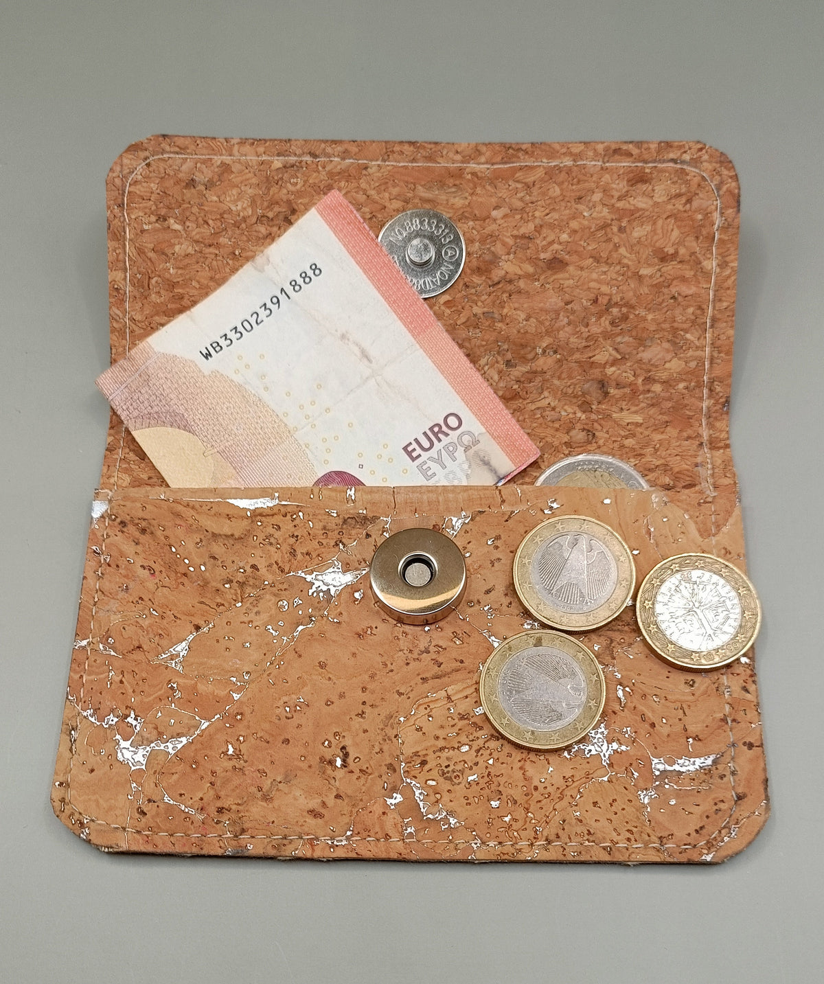 Porte-monnaie en liège | 2 poches et fermeture magnétique