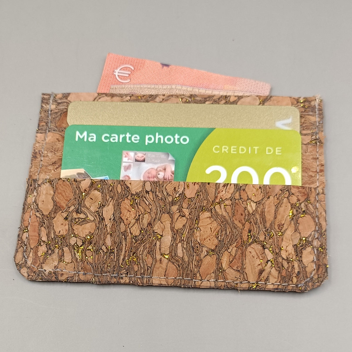 Porte cartes en liège avec pochet billet
