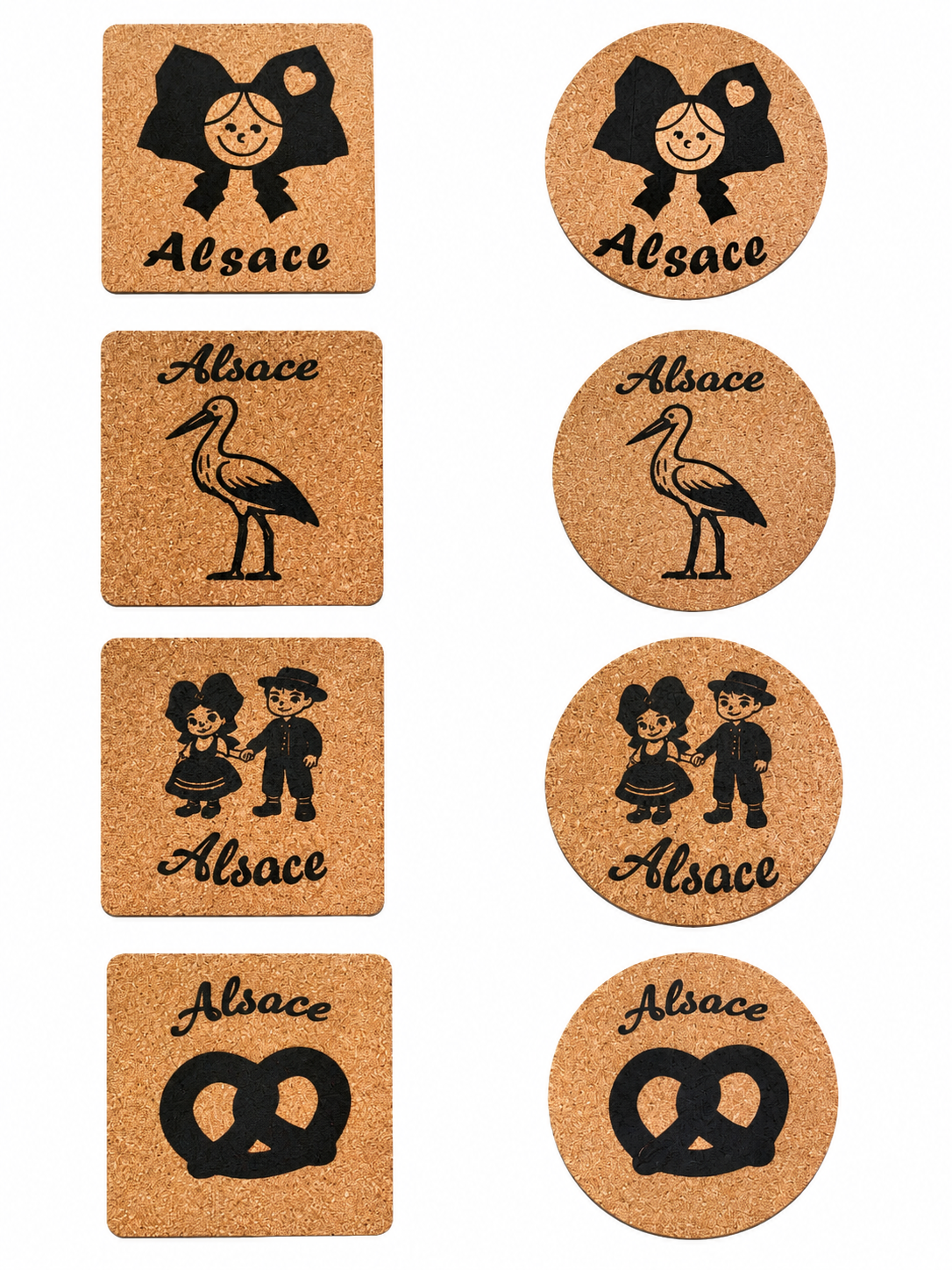 Lot de 4 sous-verres en liège | Inspiration Alsace