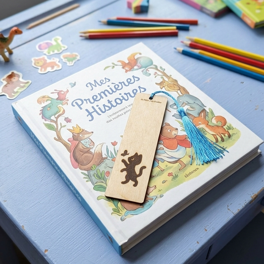 Marque-page en bois gravé - Animaux