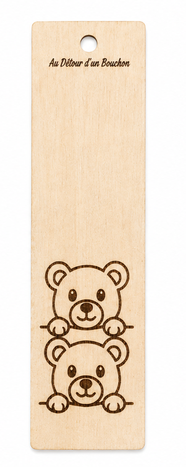 Marque-page en bois gravé - Animaux