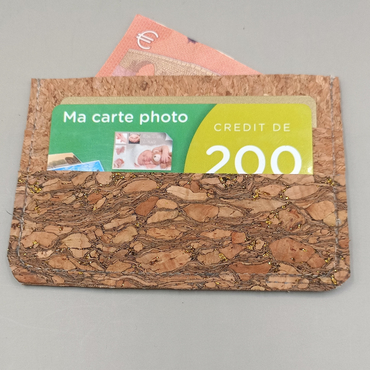 Porte cartes en liège avec pochet billet