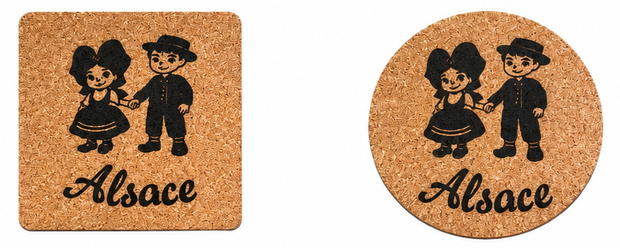 Lot de 4 sous-verres en liège | Inspiration Alsace