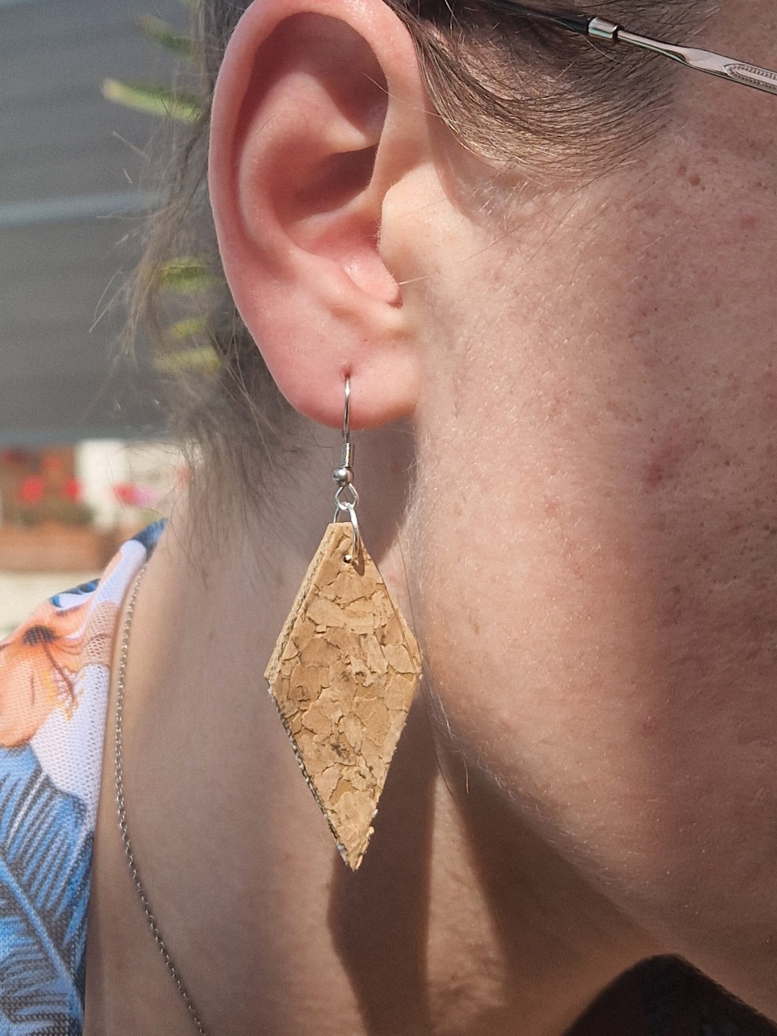 Boucles d’oreilles en liège – Losange
