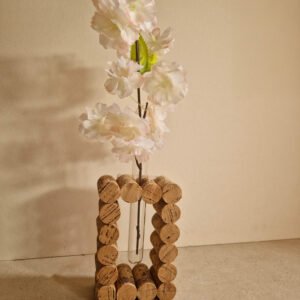 Décoration de table en liège – Rectangulaire avec tube à fleurs