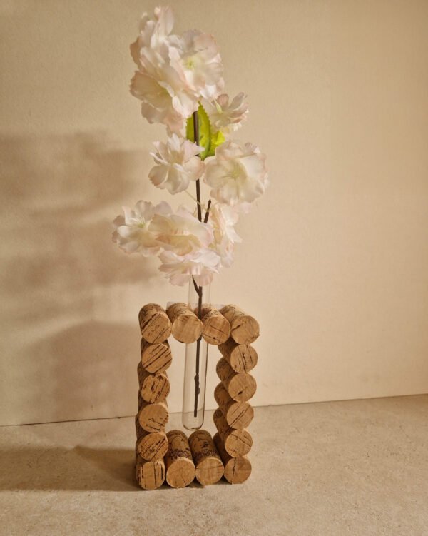 Décoration de table en liège – Rectangulaire avec tube à fleurs