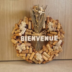 Couronne artisanale en liège "Bienvenue"