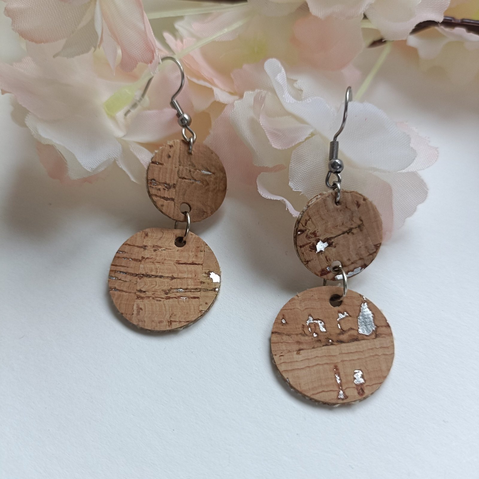 Boucles d'oreilles rondes en liège