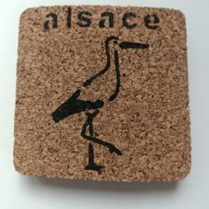Lot de 4 sous-verres en liège pyrogravé - cigogne