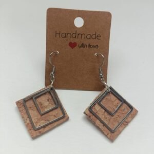 Boucles d'oreilles carrées en cuir de liège et acier