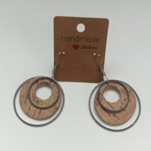 Boucles d’oreilles cercles en cuir de liège et acier
