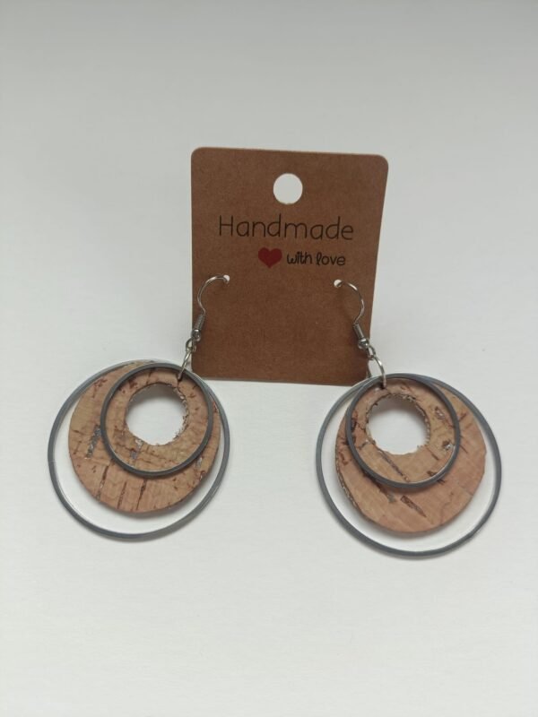 Boucles d’oreilles cercles en cuir de liège et acier