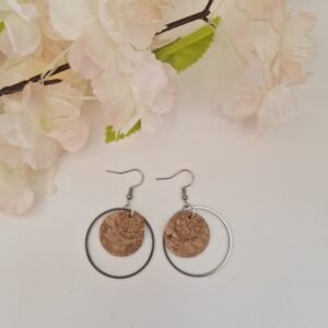 Boucles d'oreilles créole liège et acier
