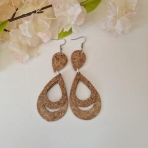 Boucles d'oreilles gouttes d'eau creuses en liège