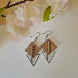 Boucles d'oreilles liège carré & triangle