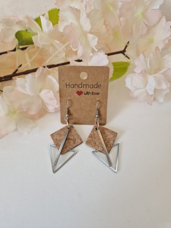 Boucles d'oreilles liège carré & triangle – Image 2