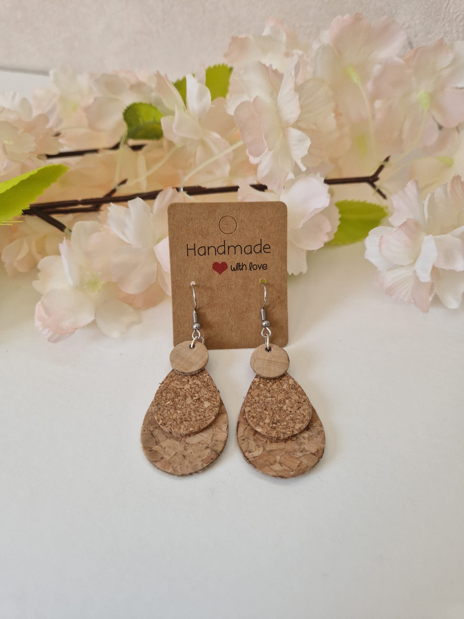 Boucles d’oreilles gouttes en liège
