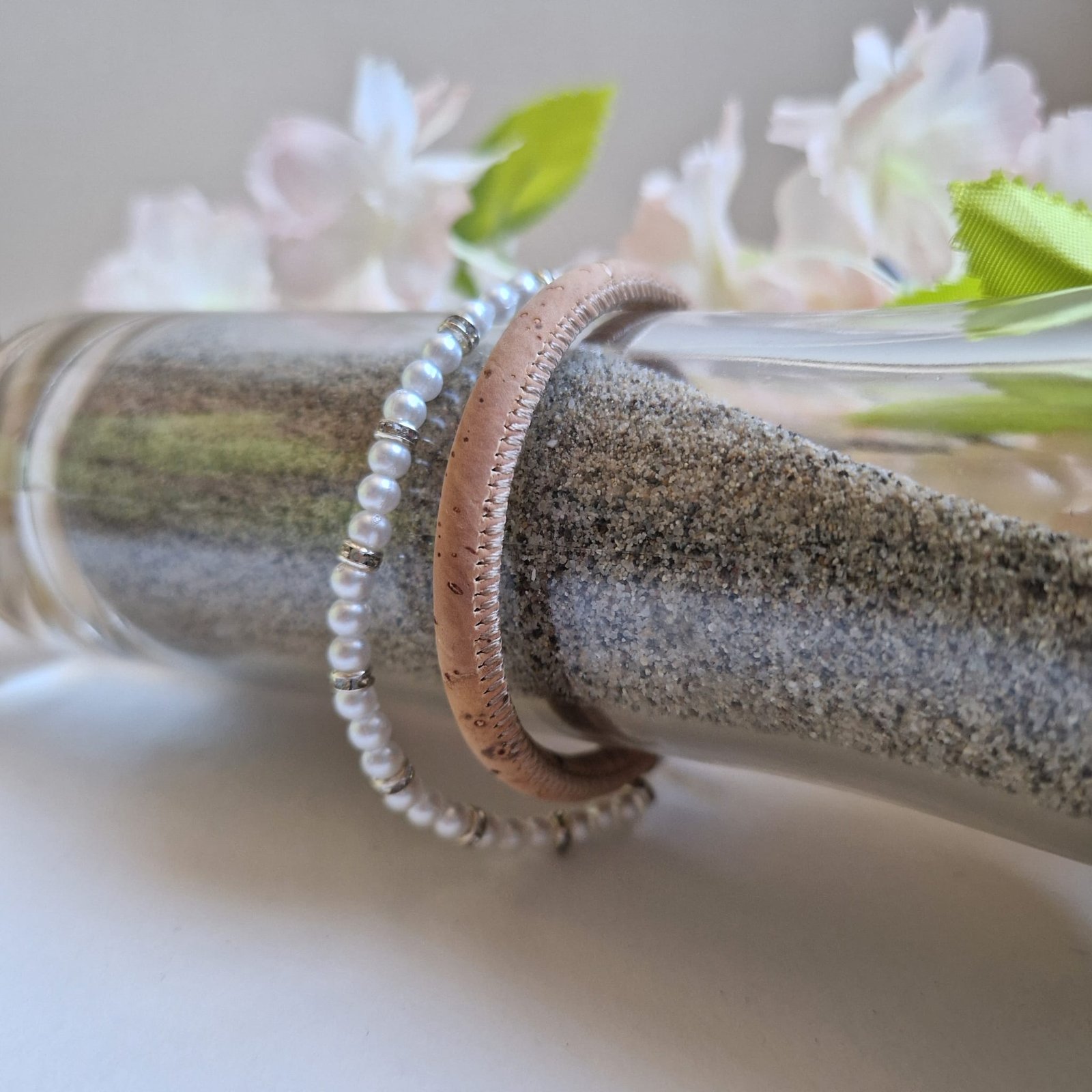 Bracelet femme liège et perles