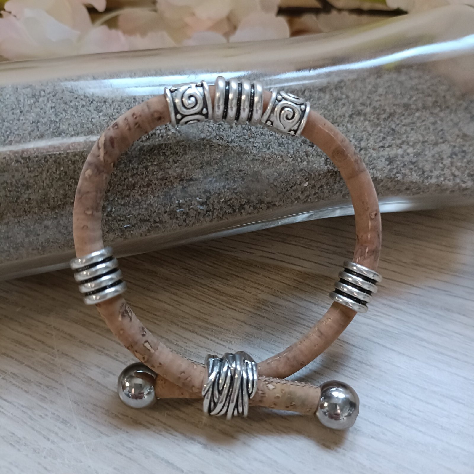 Bracelet ethnique réglable en liège