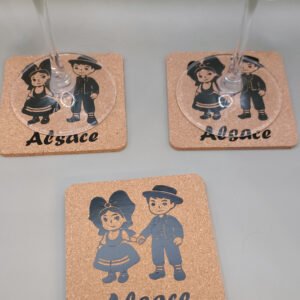 Lot sous-verres Couple alsacien en liège