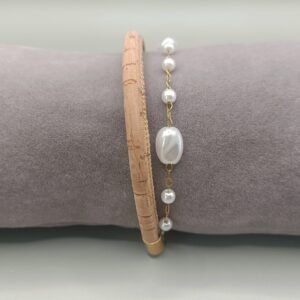 Bracelet Clara classique en liège et chaîne perlée