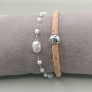 Bracelet Margaux Classique en liège et chaîne perlée