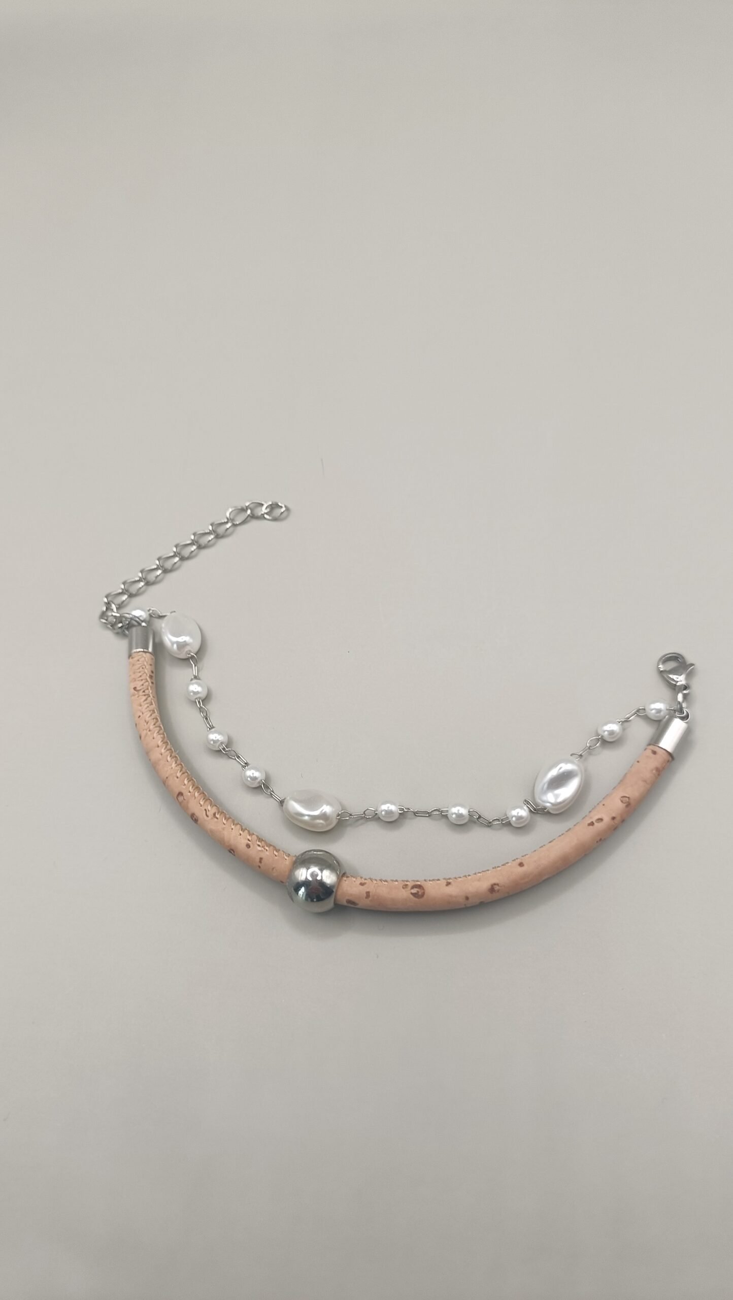 Bracelet Margaux Classique en liège et chaîne perlée